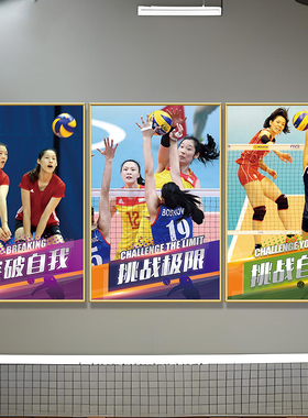 排球布置装饰画体育训练馆运动员