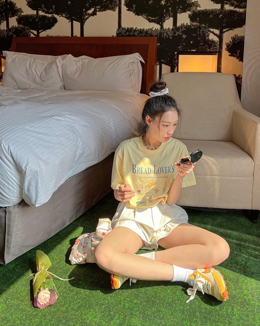 Korean style salt bread milk print short sleeves