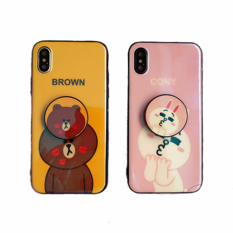 小熊兔子抖音苹果6手机壳iphonex气囊支架软壳