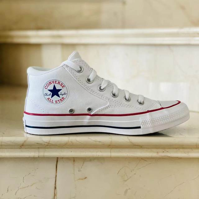Converse retro casual men's and women's mid-top pure white canvas shoes