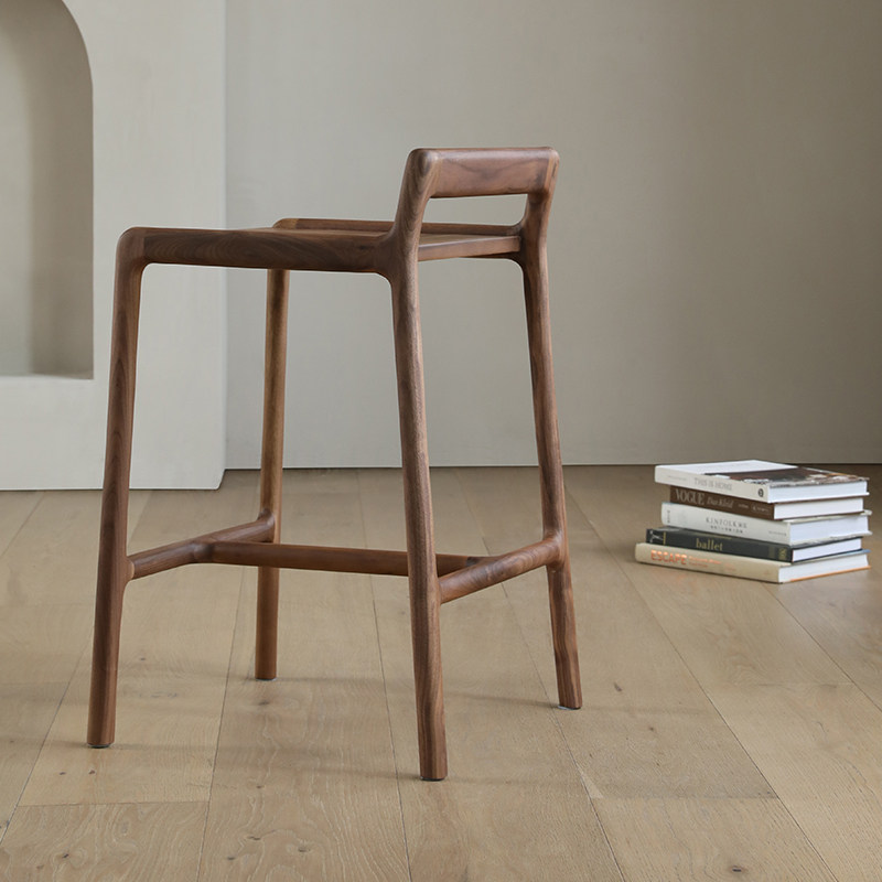 北美黑胡桃木吧台椅家用设计师实木吧凳新中式高脚凳高凳餐凳板凳,淘宝优惠券,粉丝福利购,淘宝优惠卷