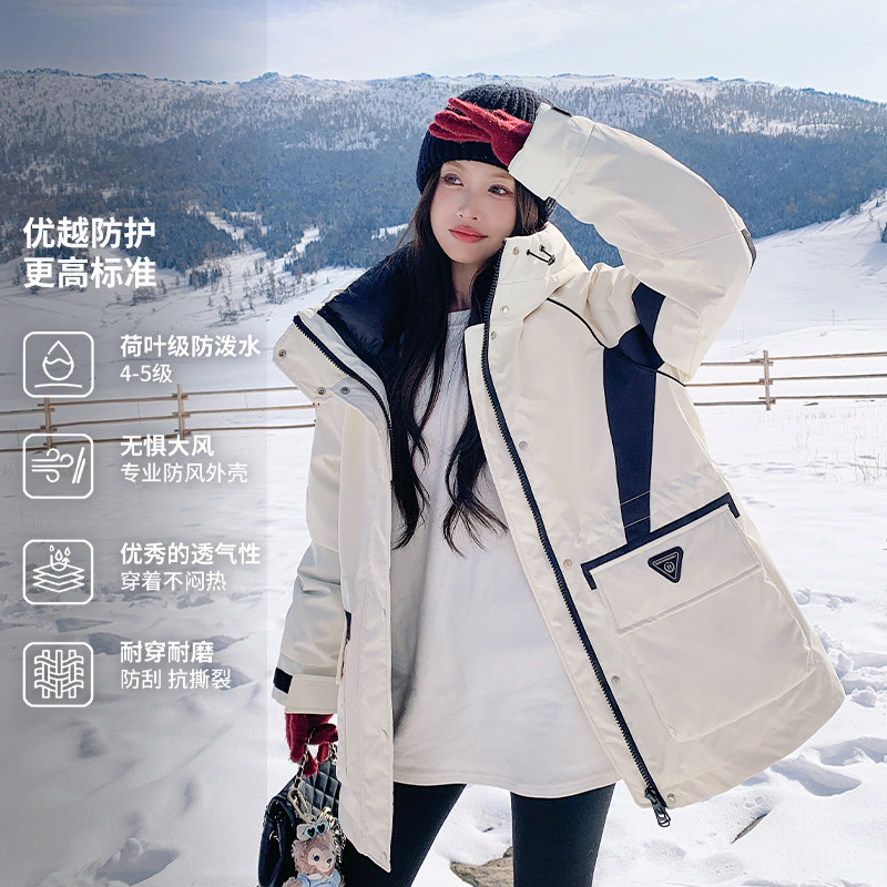 2025冬新款90鹅绒大码羽绒服女中长款派克服胖mm200斤加大肥孕妇