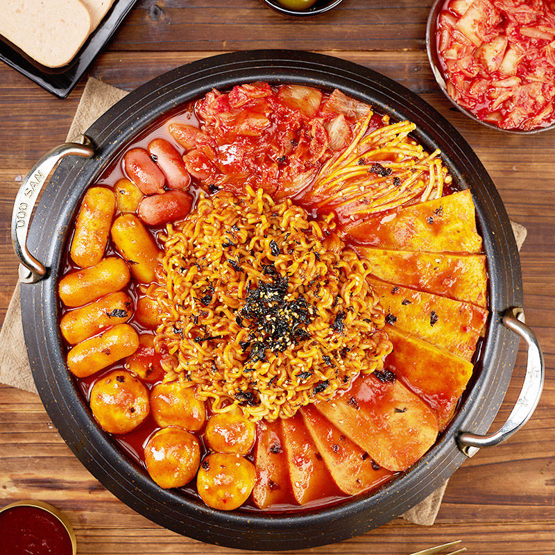 螺村长韩式部队火锅 韩国辣汤年糕火锅芝士拉面酱料食材套餐748g - 图2