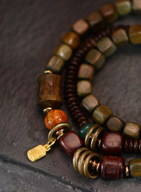 小阁楼男女款木质复古手链3圈