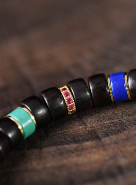 黑檀木密度大男女款手串原创文玩佛珠念珠手串单圈复古平安手链