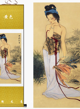 美女装饰画挂画仕女图丝绸卷轴画