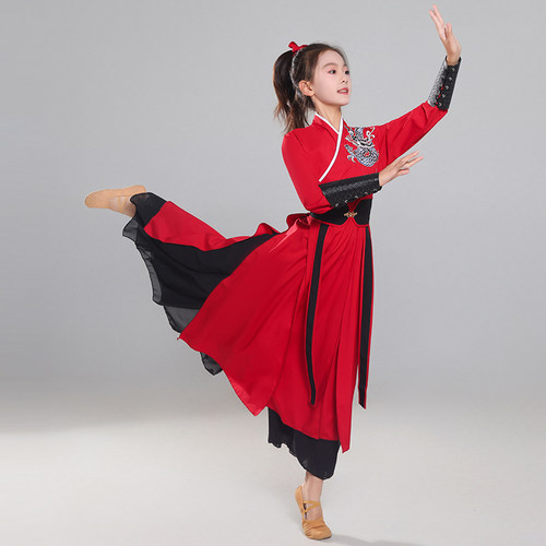 儿童雪龙吟舞蹈服夏辉同款古典舞演出服扇子舞中国舞艺考表演服装 - 图3