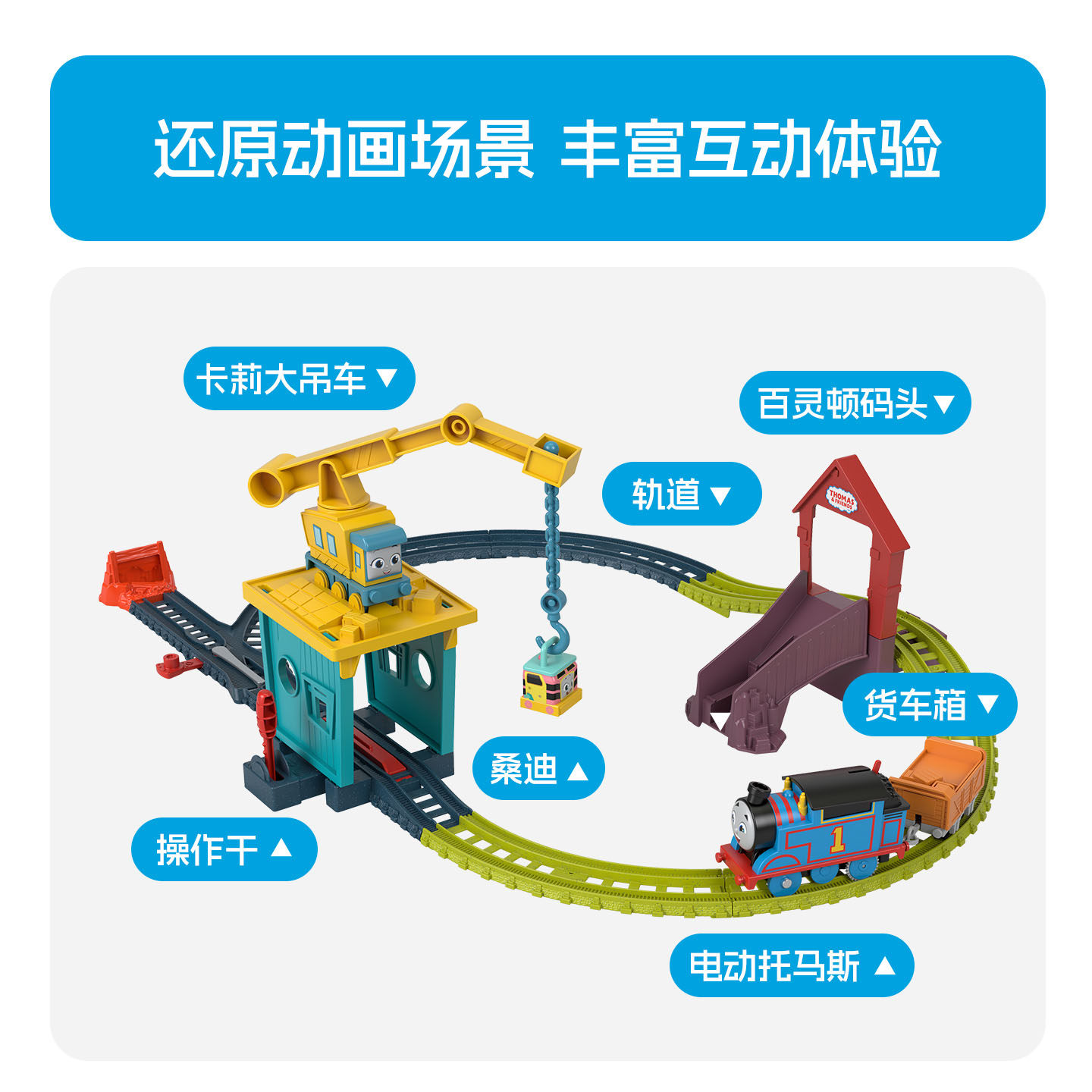 托马斯轨道大师系列卡莉和桑迪运输好伙伴小火车轨道儿童情商启蒙