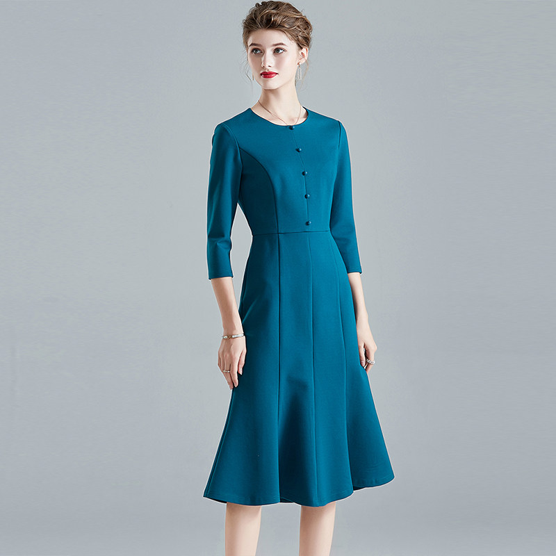 水墨青华2020秋装新品修身连衣裙 水墨青华连衣裙