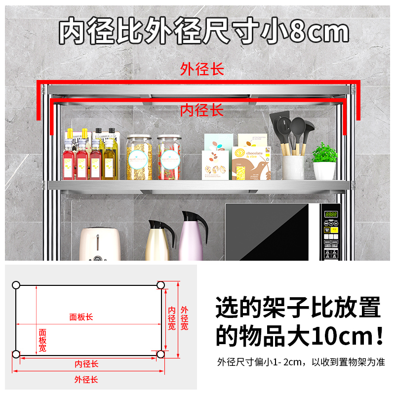 下空厨房置物架落地式多层不锈钢收纳超市大冰箱上方货架储物架子