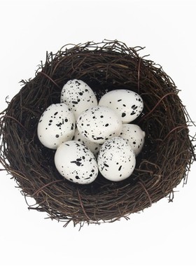 纯手工蛤蟆草藤编织仿真鸟鸽子窝户外小鸟巢鸟蛋鸟笼装饰品拍摄道