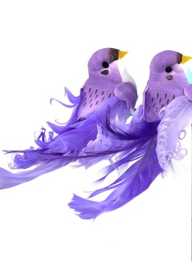 仿真小鸟手工装饰摆件羽毛泡沫假鸟夹子铁丝捆绑壁挂园林树枝鸟笼