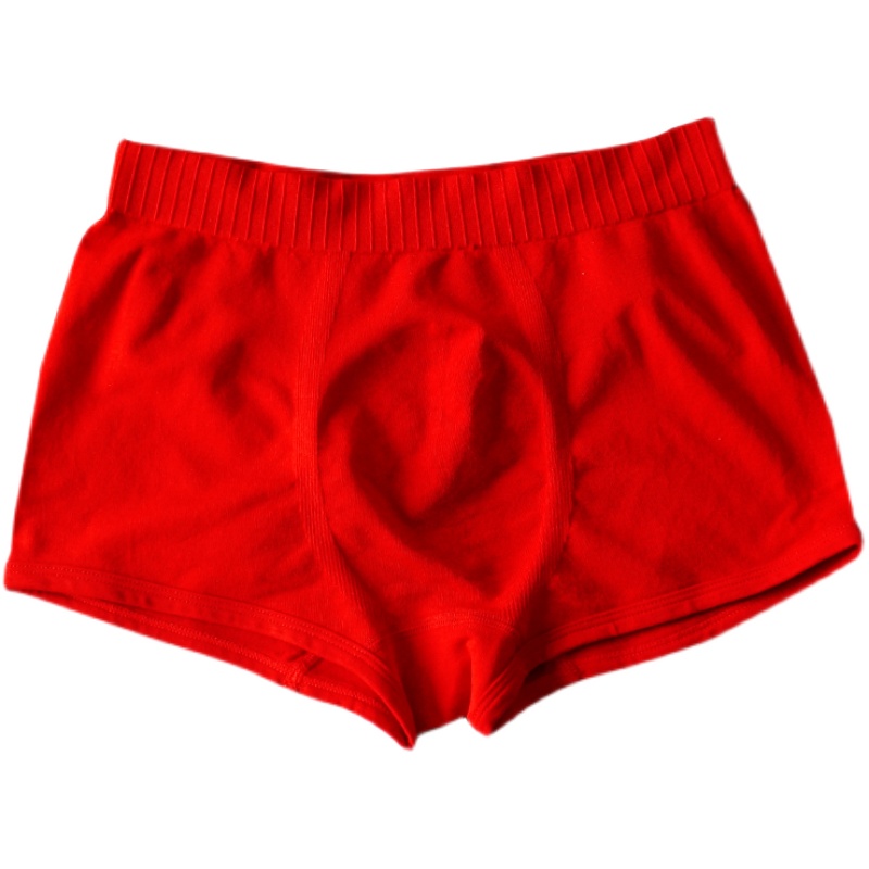 郑九九大红色内裤男士平角内裤男生平脚裤本命年红内裤新年好运裤 - 图3