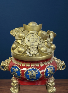 招财进宝聚宝盆家居纯黄铜客厅