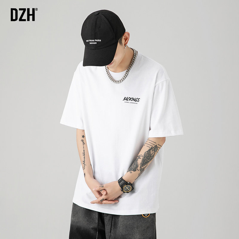 男士黑色短袖潮牌印花夏季纯棉t恤 dzhT恤