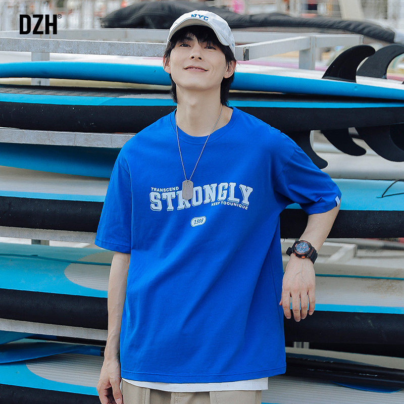 男生克莱因蓝男短袖纯棉夏季t恤 dzhT恤