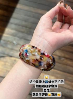 五彩斑斓仙女手饰韩国时尚百搭2025新款醋酸板材开口手镯手饰品女