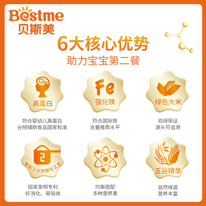 bestme贝斯美旗舰店贝斯美婴幼儿DHA+AA五谷杂粮配方营养奶米粉宝宝米糊1