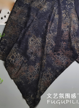 复古暗金花纹不规则下摆腰封显瘦