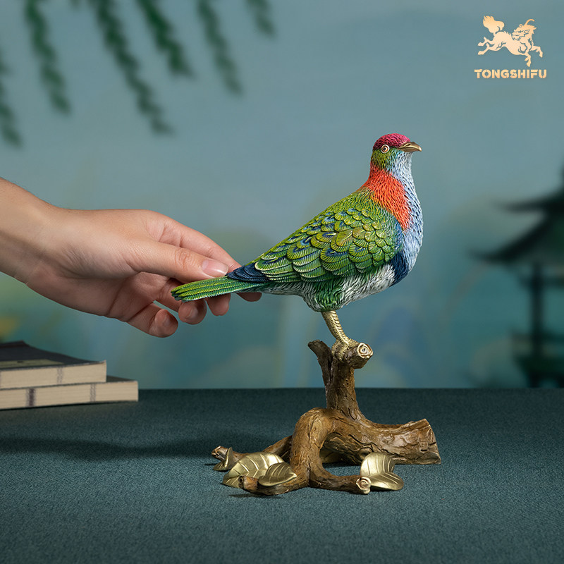 铜师傅 铜摆件《铜师傅百鸟集》之华丽果鸠 桌面摆件饰品 礼品,淘宝优惠券,粉丝福利购,淘宝优惠卷