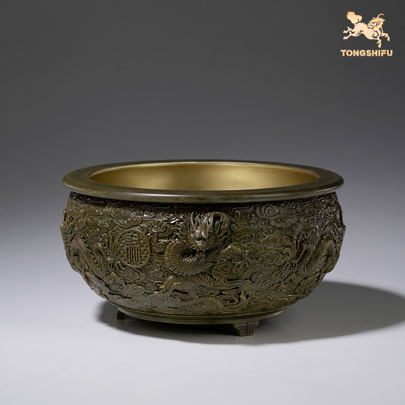 铜师傅《祥龙聚宝盆》客厅桌面铜摆件 家居装饰工艺品,淘宝优惠券,粉丝福利购,淘宝优惠卷