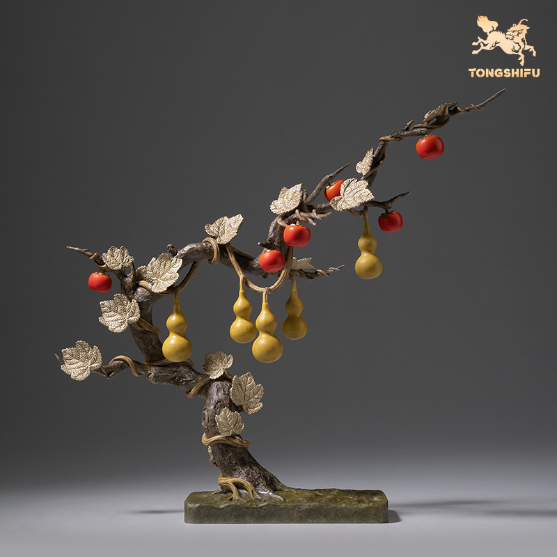 铜师傅《五福临门事事如意》客厅桌面铜柿子葫芦摆件 家居装饰品,淘宝优惠券,粉丝福利购,淘宝优惠卷