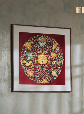 铜师傅 手工錾刻 铜雕画《吉祥八宝》玄关沙发背景墙中式装饰挂画