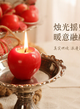 手工彩绘仿真苹果香薰蜡烛圣诞挂