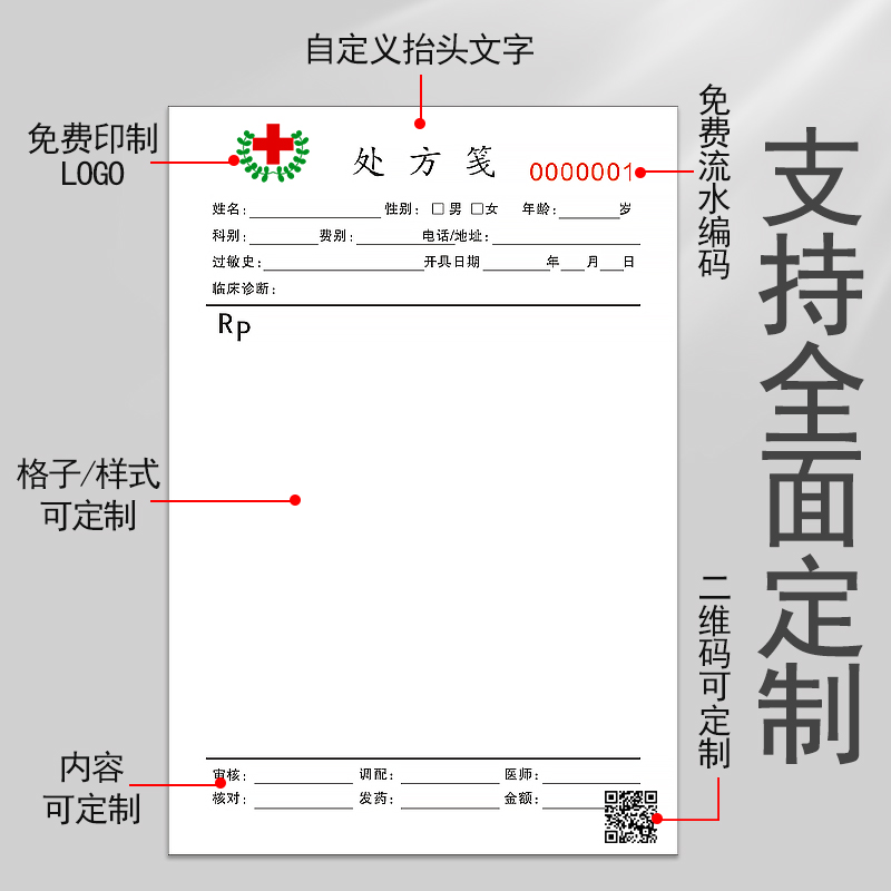 中医处方笺诊所医院诊断症明书医生处方单医用处方签中药处方本制作门诊处方纸定制医嘱单-图1