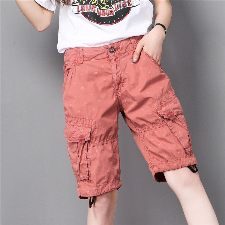 阔腿短裤女高腰夏迷彩工装休闲裤 飘雪妮休闲裤