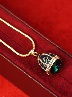 中古轻奢感微镶钻锆石吊坠钛钢项链女气质颈链饰品个性小众锁骨链