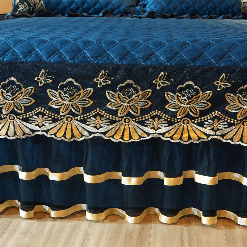 冬天加厚法兰绒夹棉床裙式单件荷叶边1.8米床罩水晶绒加棉1.5床套,淘宝优惠券,粉丝福利购,淘宝优惠卷