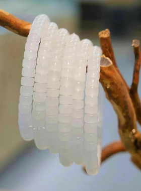 新疆直发包邮和田玉白玉手串单圈圆珠女款直切手链国风新中式礼物