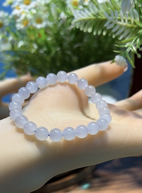 新疆直发冰烟紫手串天然玉石老坑料单圈圆珠手链8mm带证书