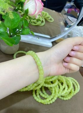 新疆直发正品若羌黄玉直切手串天然玉石黄口老料手链带证书