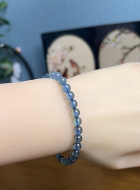 新疆直发天然海蓝宝手串阿勒泰三号矿坑圆珠单圈手链6带证书