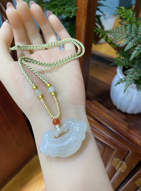 新疆直发包邮天然和田玉羊脂白玉平安如意大锁挂件吊坠带证书