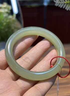 新疆直发正品和田玉晴水手镯天然玉石老坑料湖水绿镯子宽10带证书