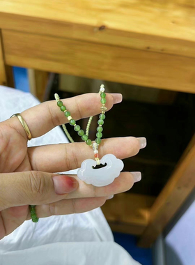 新疆直发天然和田玉平安如意锁挂件羊脂白玉女款吊坠32带证书