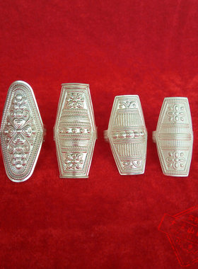 索玛花开彝族银戒指大凉山彝族手工艺品银马鞍戒指传统银戒指饰品