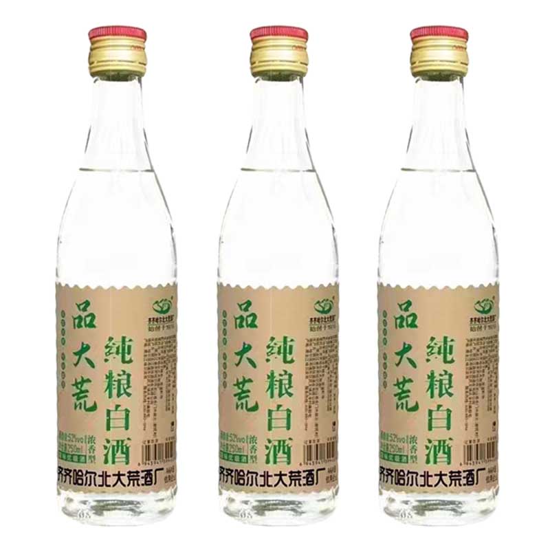 12瓶 黑龙江白酒 品大荒纯粮白酒52度 半斤装 250mlx12瓶 - 图2