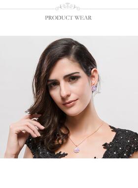 锆石韩版饰品花朵立体项坠锁骨链