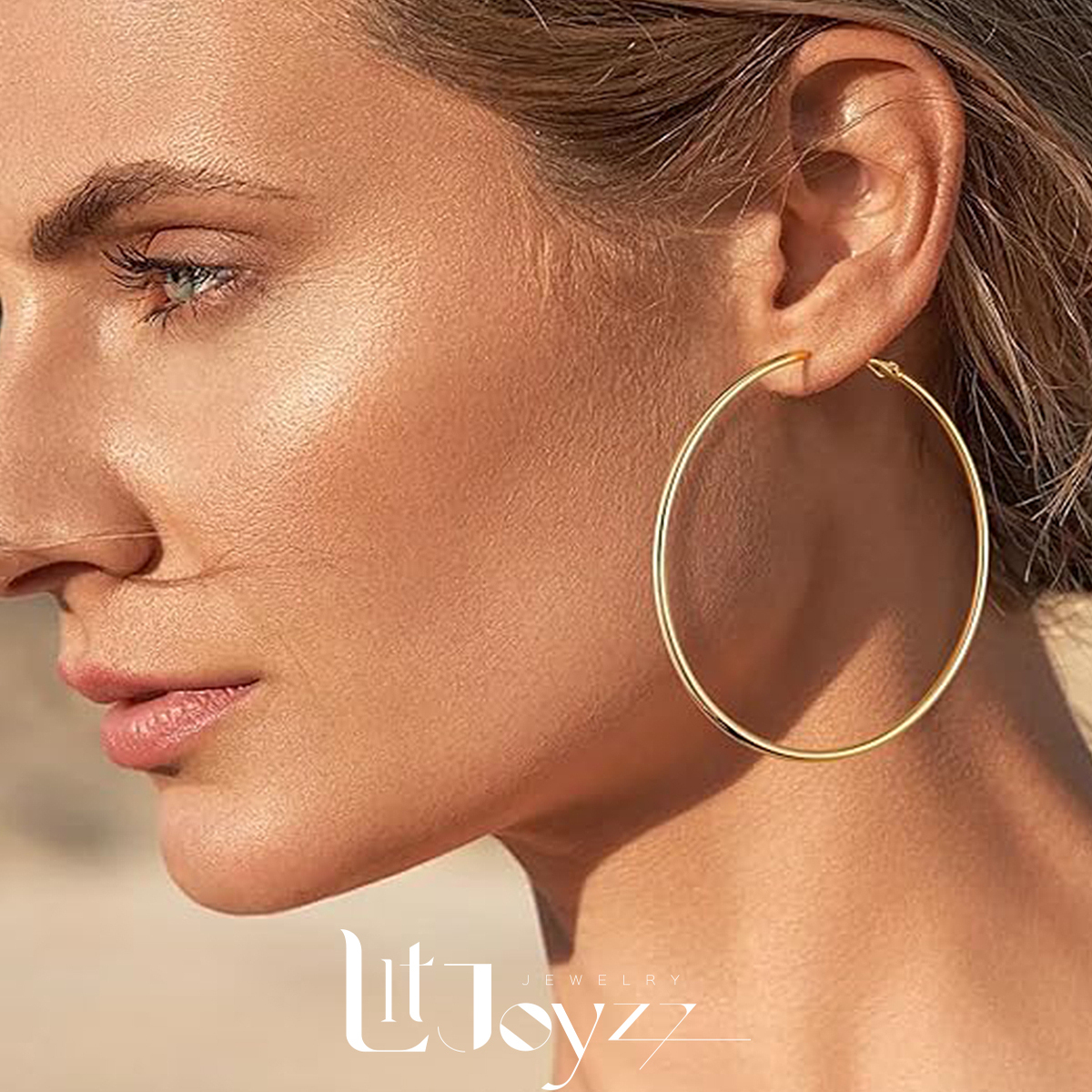 韩版时尚极简925纯银耳针银色金色大圆圈素圈清冷感耳环耳夹耳饰 - 图3