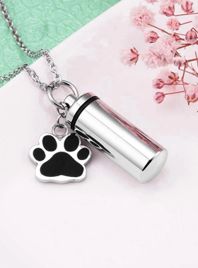 圆柱骨灰吊坠纪念项链刻字可打开