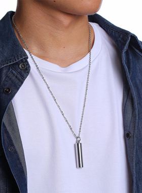 圆柱骨灰盒钛钢骨灰项链可定制