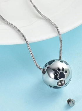 圆形骨灰吊坠钛钢项链刻字纪念品