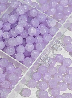 10mm玉碎玻璃珠琉璃珠手工串珠diy手链饰品散珠直孔圆珠材料配件