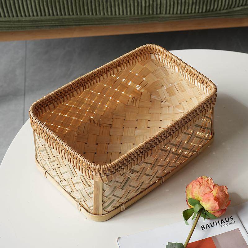 手工编织竹编收纳盒桌面零食果篮精编竹制品编织竹篮干果点心筐,淘宝优惠券,粉丝福利购,淘宝优惠卷