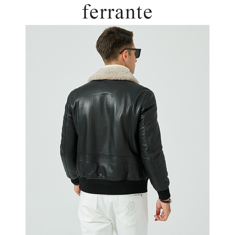 Ferrante费兰特秋冬新品男士时尚羊羔毛翻领真绵羊皮皮衣 2087-70,淘宝优惠券,粉丝福利购,淘宝优惠卷
