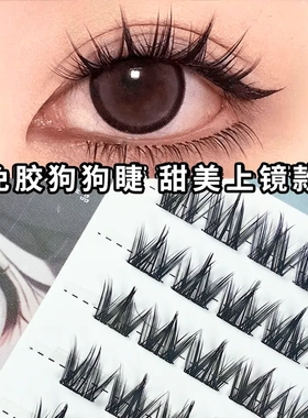免胶假睫毛犬系新手分段漫画款初学者奥睫大容量免胶水无辜系卷翘